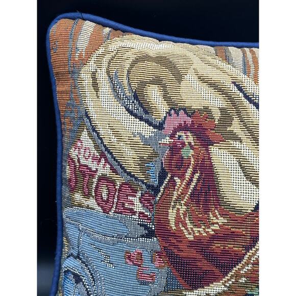 Lowell Davis Rooster Tapestry Pillow 11 inches square - Picture 3 of 5